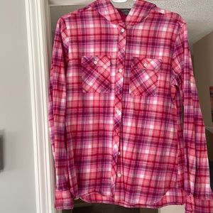 Eddie Bauer pink flannel with hood